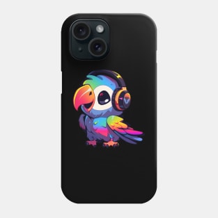 Colorful Parrot Headphones Phone Case