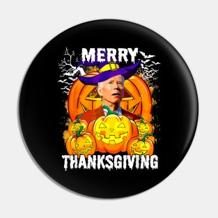 Merry Thanksgiving Joe Biden Halloween Pumpkin Spooky Season Pin