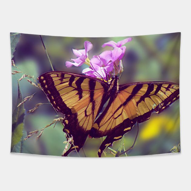 Yellow Swallow Tail Butterfly Tapestry by saradaboru