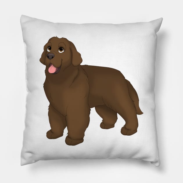 Brown Newfoundland Dog Pillow by millersye