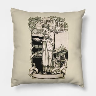 Art Nouveau Bookplate design Pillow