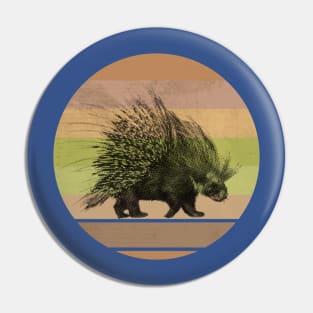 Porcupine Picture on Retro-style Sunset in Africa Colors Pin