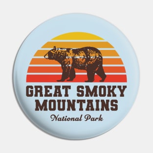 Great Smoky Mountains National Park Bear Retro Vintage Pin