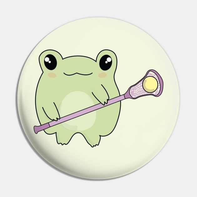 Kawaii Frog Loves Lacrosse Pin by YourGoods