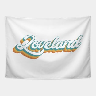 Loveland Colorado Ski Area Resort Retro Lettering Tapestry