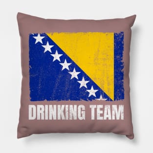Bosnia and Herzegovina Drinking Team Graphic for Men Women Funny Bosnian Herzegovinian Flag Pillow