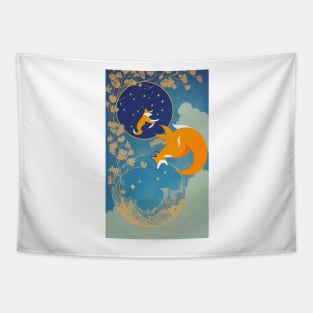 Flower Floral Fox Yoga Beauty Tapestry