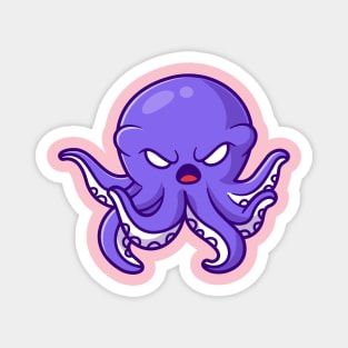 Cute Angry Octopus Cartoon Magnet