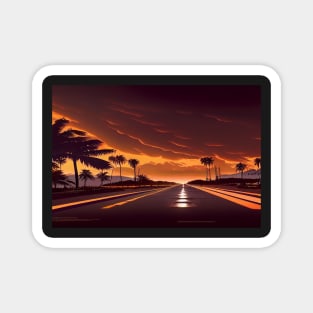 In To The Sunset On The Road To Fantasy Island / Abstract And Surreal Unwind Art Magnet