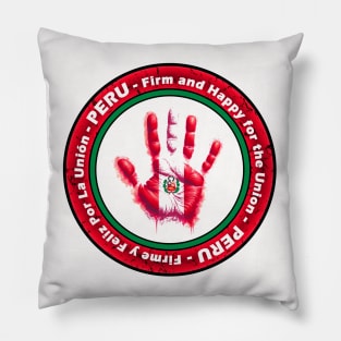 Peruvian Pride Handprint Flag with Peru Country Motto Pillow