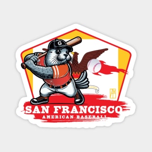 USA - American BASEBALL - San Francisco - Baseball mascot - San Francisco baseball Magnet