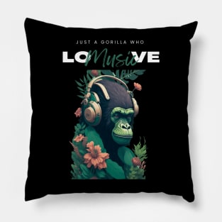 Funny music design, just a gorilla who love music Pillow