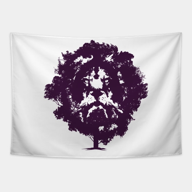 Lion Face Tree Tapestry by LR_Collections