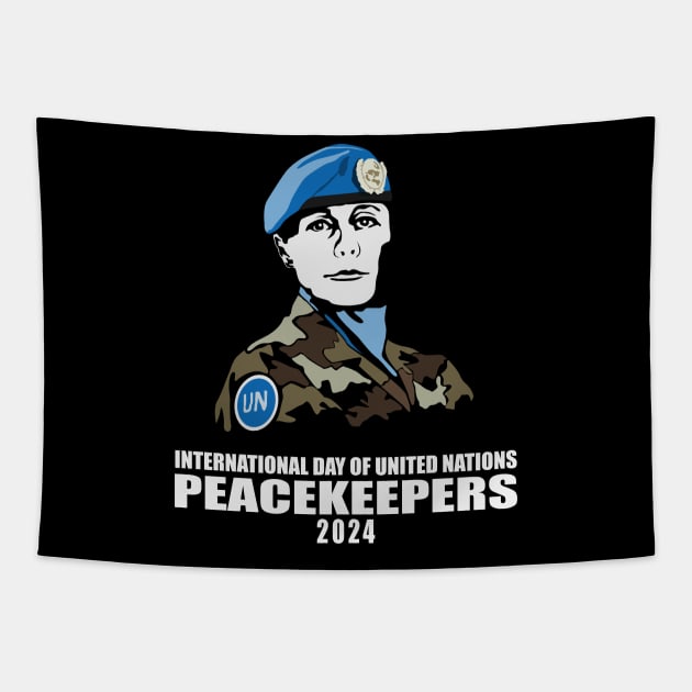 International Day of UN Peacekeepers 2024 Tapestry by Womens Art Store