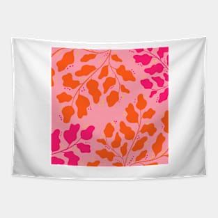 Pink and orange leaves floral pattern Tapestry
