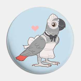 African Grey Maid Bird Pin