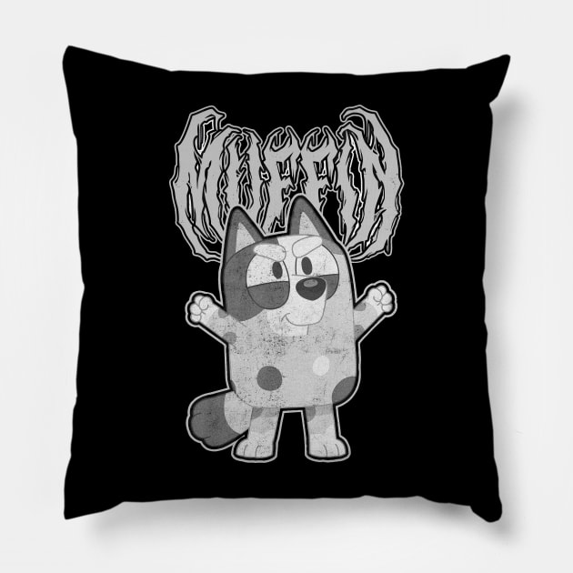 Metal Muffin Pose Grey Pillow by gaskengambare