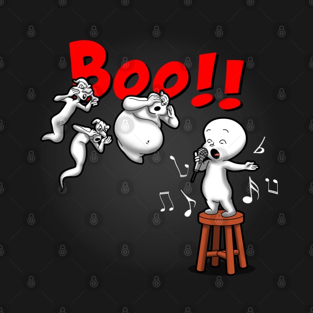 Funny Cute Boo Ghost Singing Booed Karaoke Night Cartoon by BoggsNicolas