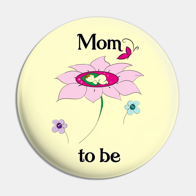 Mom To Be_Pink Flower Pin by DitzyDonutsDesigns