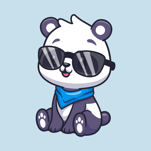 Cute Panda Sitting Wearing Glasses Cartoon by Catalyst Labs