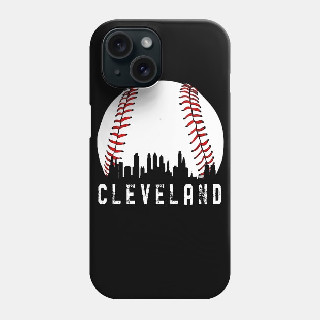 Vintage Cleveland Ohio Downtown Skyline Baseball Phone Case by justiceberate