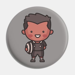 Cute New Zealand Rugby Player Cartoon Pin
