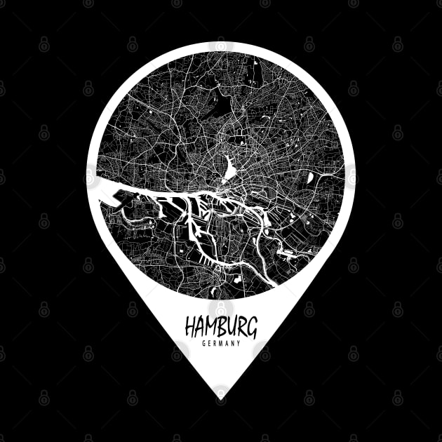 Hamburg, Germany City Map - Travel Pin by deMAP Studio