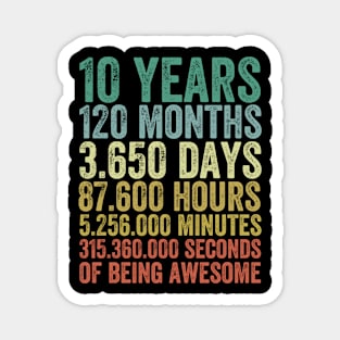 10 Years Of Being Awesome Retro Vintage funny Magnet