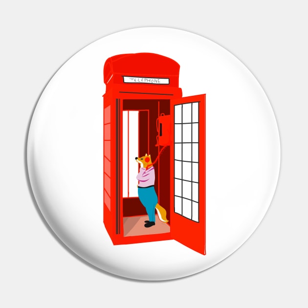 Fox in the telephone booth Pin by Asafee's store