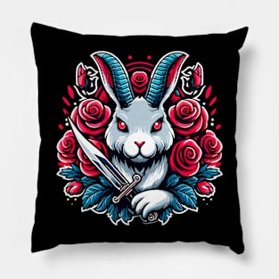 Evil rabbit from wonderland Pillow