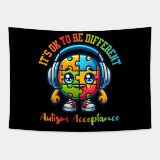 It's ok to be diffrent Autism Awareness Acceptance Headphones Teacher Kids Tapestry