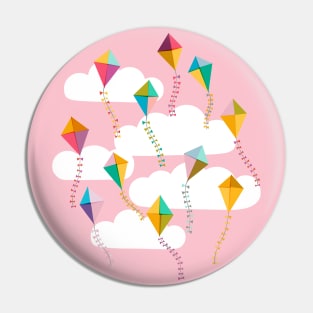 Flying Kites Pink Sky Sunrise Sunset and Clouds Pin