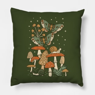 Mushroom Garden Winter Night Pillow