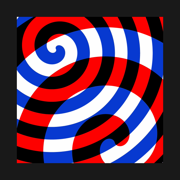 Red and blue spirals on white by TiiaVissak