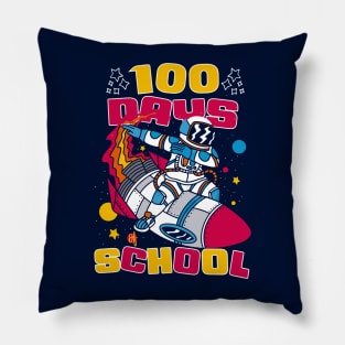 100 days of school featuring an astronaut dabbing on his rocket #4 Pillow