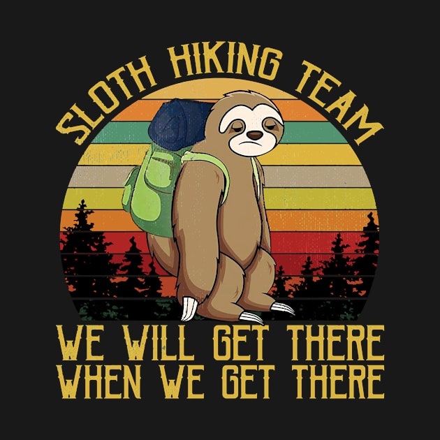 Sloth Hiking Team We Will Get There Funny Vintage by Sea Planet With Fish