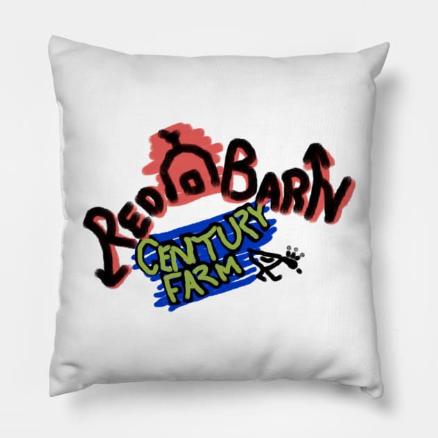 Agriculture Graffiti Graphic - "Red Barn Century Farm" Pillow by LochNestFarm