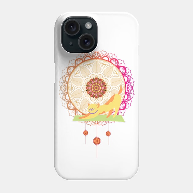 Mandala Cat Yoga Phone Case by ERArts