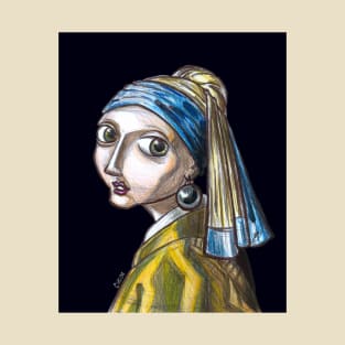 Caricature Girl with a Pearl Earring T-Shirt