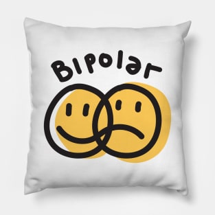 Bipolar Happy Sad Face Emoticon Pillow