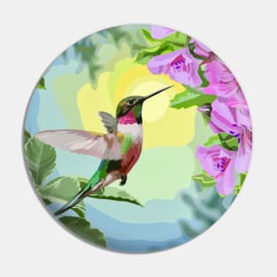 Summer Flowers Hummingbird Pin