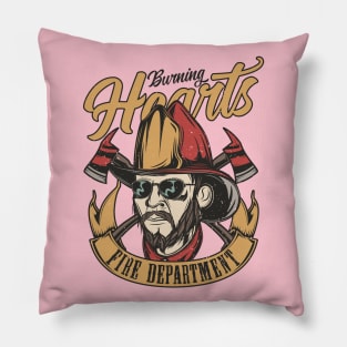 Burning Hearts Fire Department Pillow