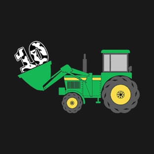 Kids 10th Birthday Boys 10 Year Old Farm Truck Tractor Party T-Shirt