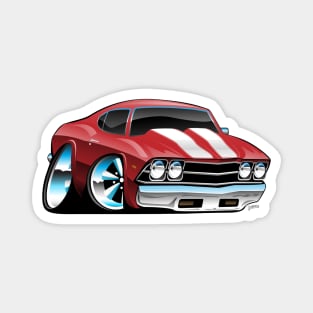 Classic American Muscle Car Cartoon Magnet