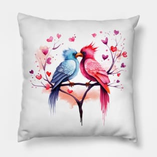 Valentine Kissing Coot Bird Couple Pillow