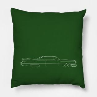 1959 Cadillac Coupe De Ville - profile stencil, white Pillow