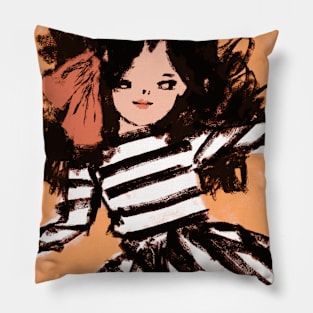 Loose sketch - Stylish woman in stripes Pillow