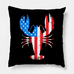 Mardi Gras Crawfish with US American Stars and stripes flag Pillow