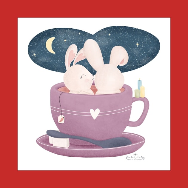 two bunnies in a cup by petraillustrationstudio