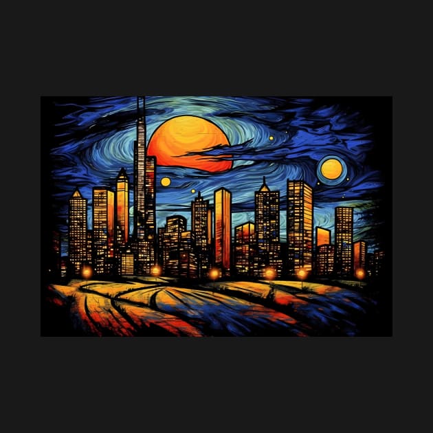 Oklahoma City Skyline Celestial Symphony 3D Starry Cityscape by Artwear Cafe